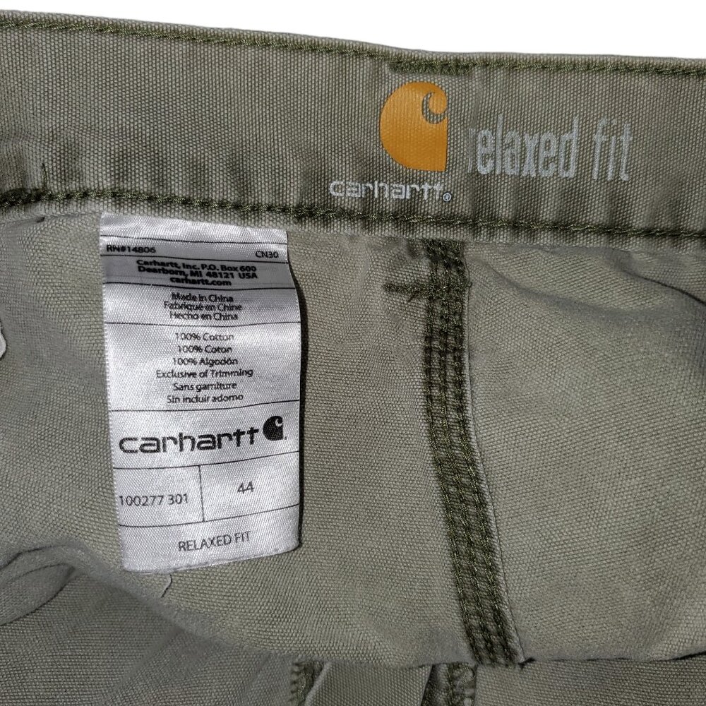 Carhartt Relaxed Fit Cargo Shorts Olive Green Work Utility Flap-Pockets - Picture 6 of 6